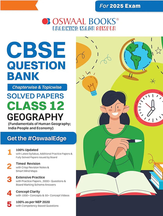 Oswaal CBSE Question Bank Class 12 Geography, Chapterwise and Topicwise Solved Papers For Board Exams 2025